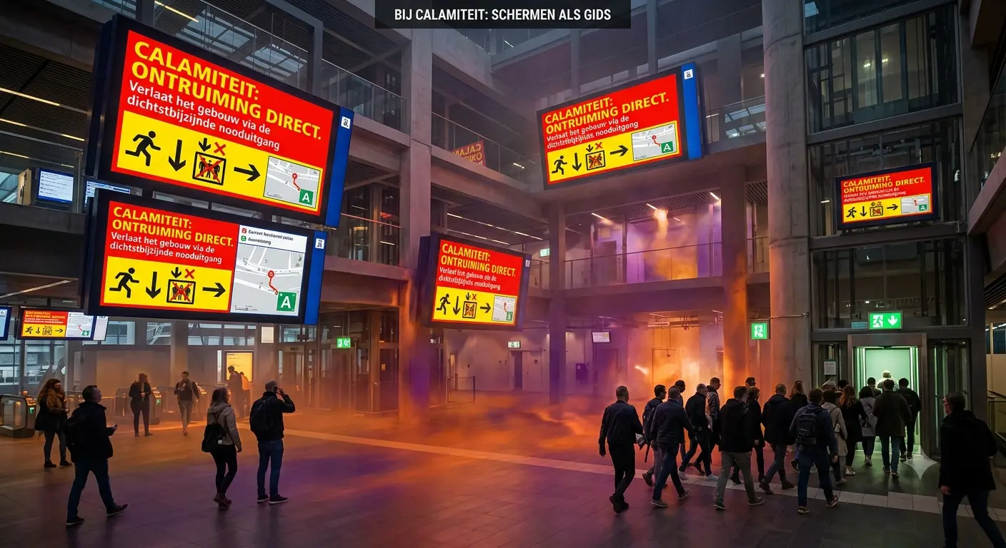 Schermen bij calamiteiten: sneller ontruimen met narrowcasting